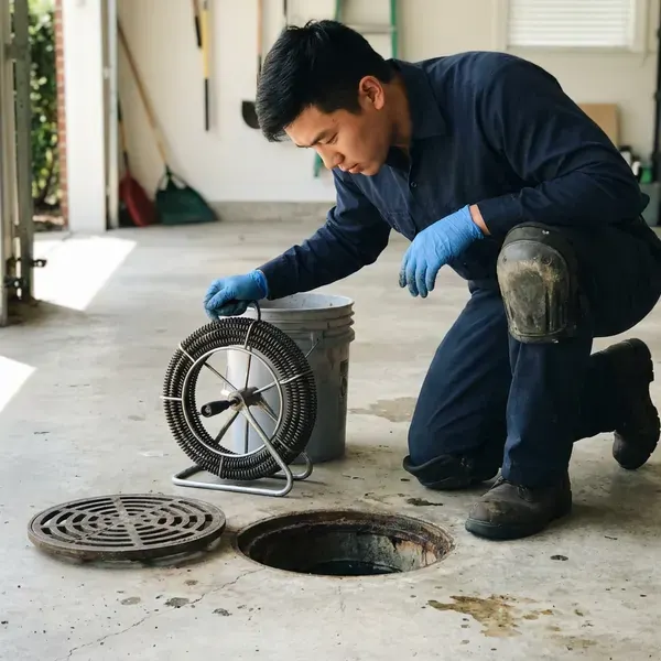 GJK Plumbing technician providing drain services in Charleston, WV
