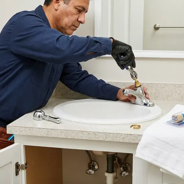 GJK Plumbing technician providing faucet repair in Charleston, WV