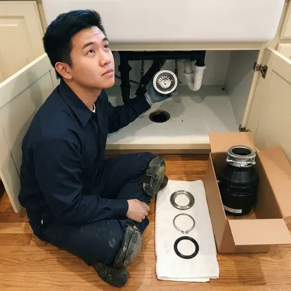 GJK Plumbing technician providing garbage disposal installation in Charleston, WV
