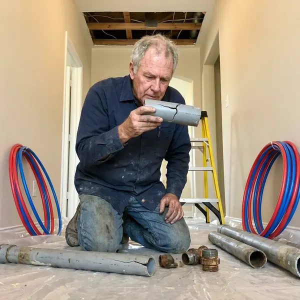 GJK Plumbing technician providing polybutylene plumbing replacement in Charleston, WV